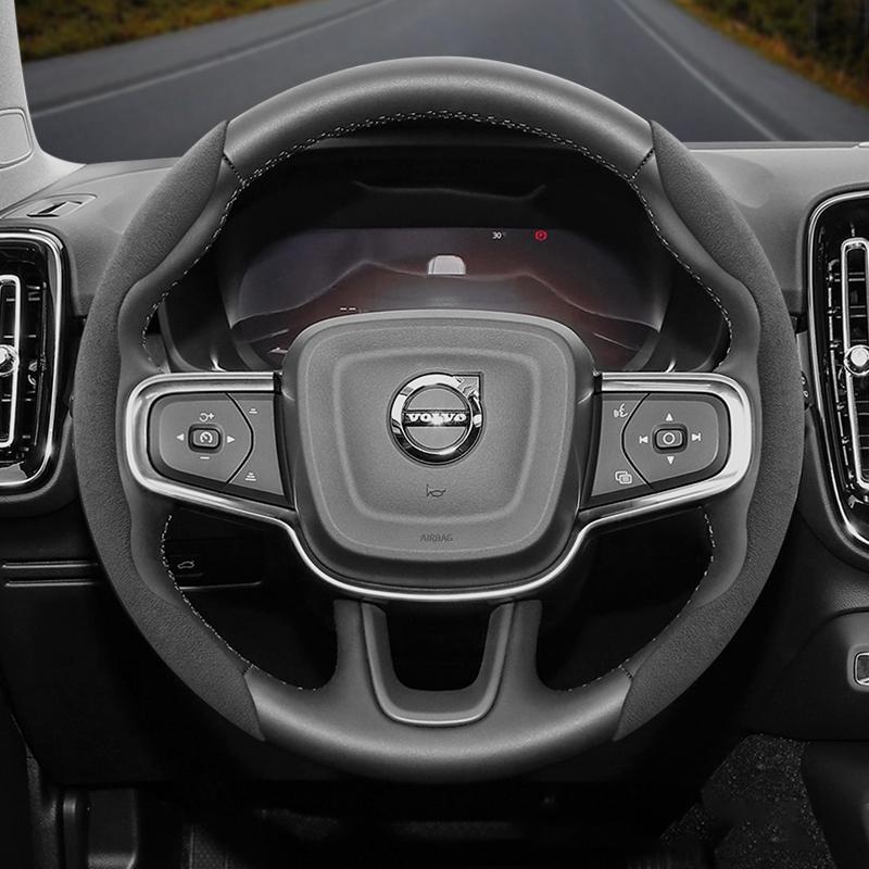 vcxja9 Suitable for Volvo Anti-Slip Buckle Segmented Suede Steering Wheel Cover Suitable for V40 V70 S60 C30 S40 S90 Xc90 Xc70 Xc60 Fh Ex30 S80 Xc40