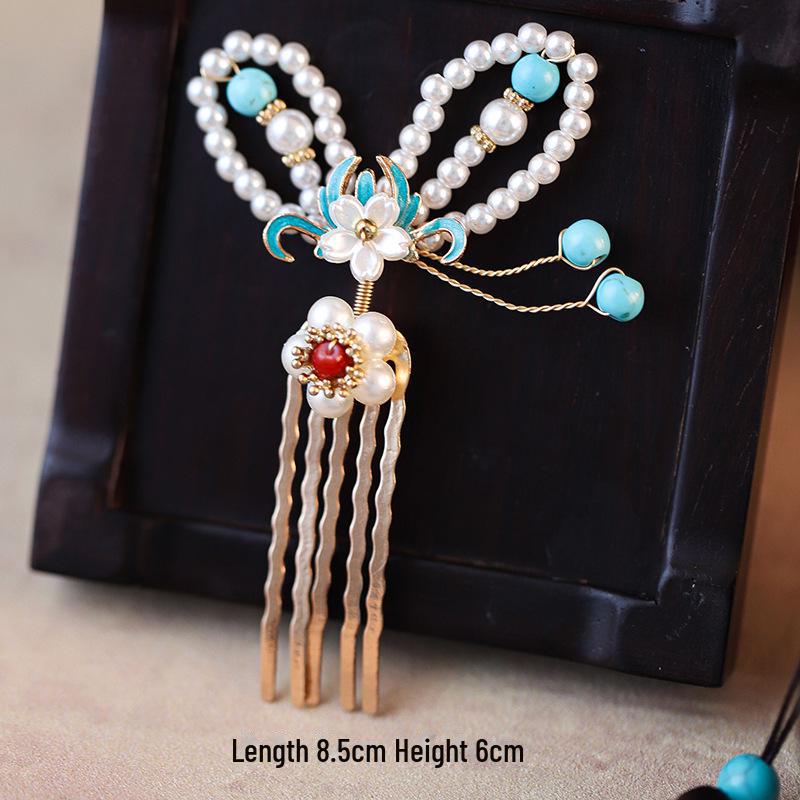 Комплект украшений ручной работы: заколка-бабочка в стиле ханьфу и головной убор в стиле Тан