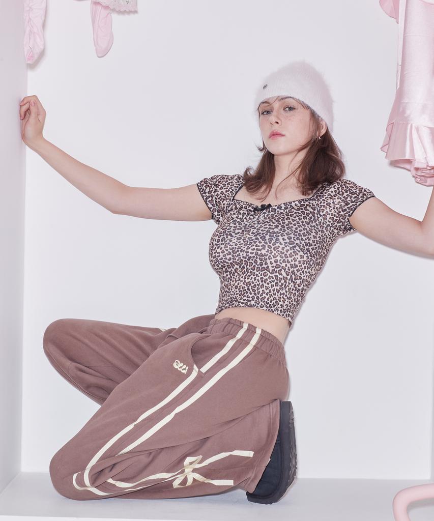 SWEATSWEET [Re] Sweet Ribbon Sweat Pants - Brown/Yellow