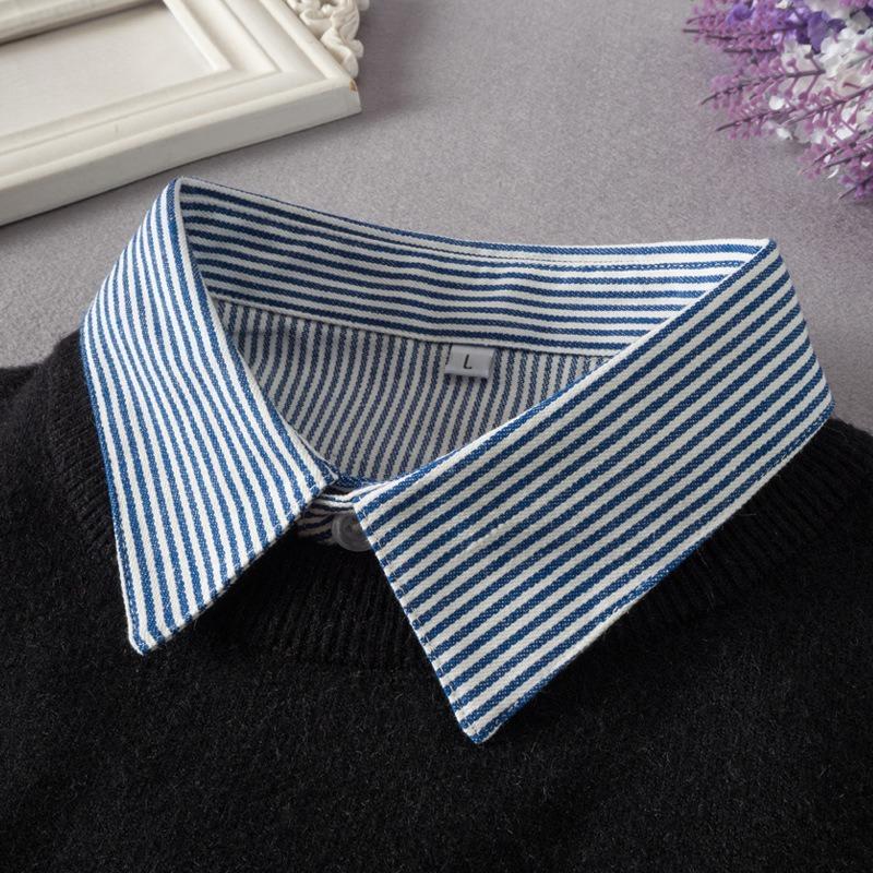 Mens Striped M-XXL Fake Collar for Women Shirt Detachable Collars Formal Business False Collar Half Shirt Neck Decor