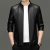 Мужские весенние и осенние кожаные куртки Новые мужские повседневные кожаные куртки с воротником-стойкой