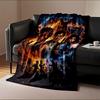 Fantasy battle with a dragon, magical powers, and heroes in urban chaos. for all seasons blanket lunch break throw gift