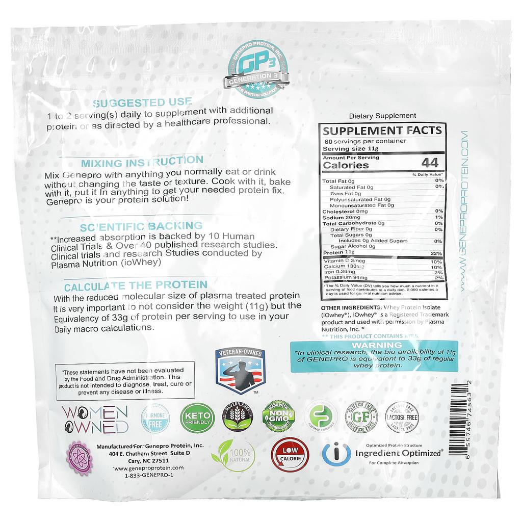 GENEPRO, Protein Solutions, unflavored, 660 g