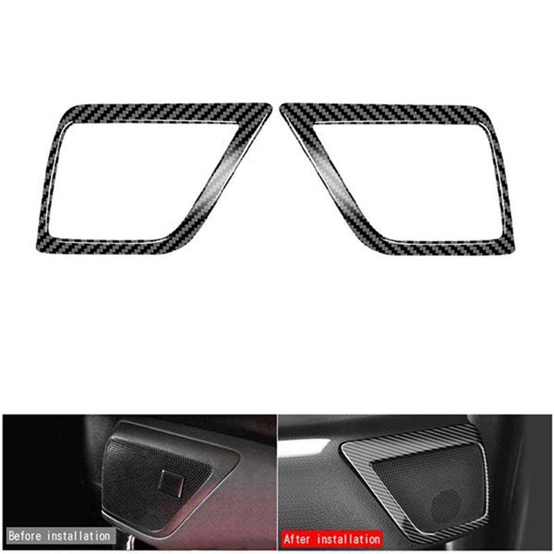 Authentic Car Carbon Fiber Rear Door Inner Speaker Audio Horn Ring Cover Trim For Toyota Alphard 2015-
