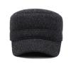 Men's Winter Flat Cap Velvet Thick Cap Woolen Cotton Cap Outdoor Warm Ear Protection Cap for Middle-Aged and Elderly