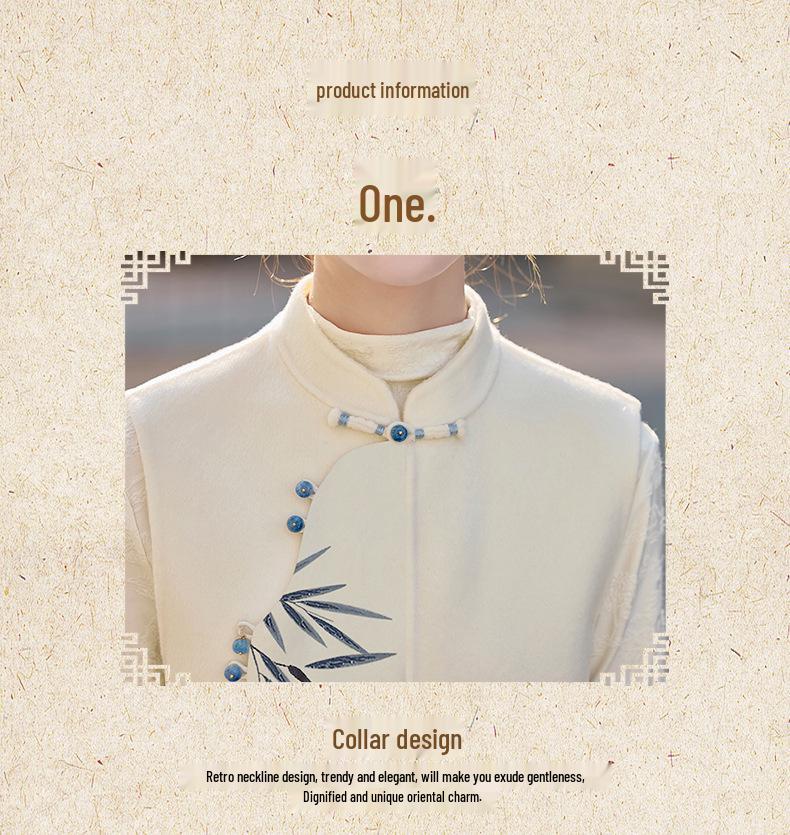 Весна 2025 Новый китайский стиль Жилет со стойкой и юбка-полусолнце Комплект из двух предметов Платье (ZM25201)