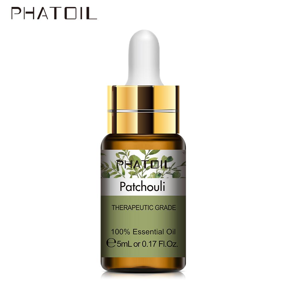 PHATOIL 5ML Rose Jasmine Lavender Plant Essential Oil with Dropper Purify the Air Bactericide Spa Body Care Vanilla Eucalyptus Tea Tree Oil