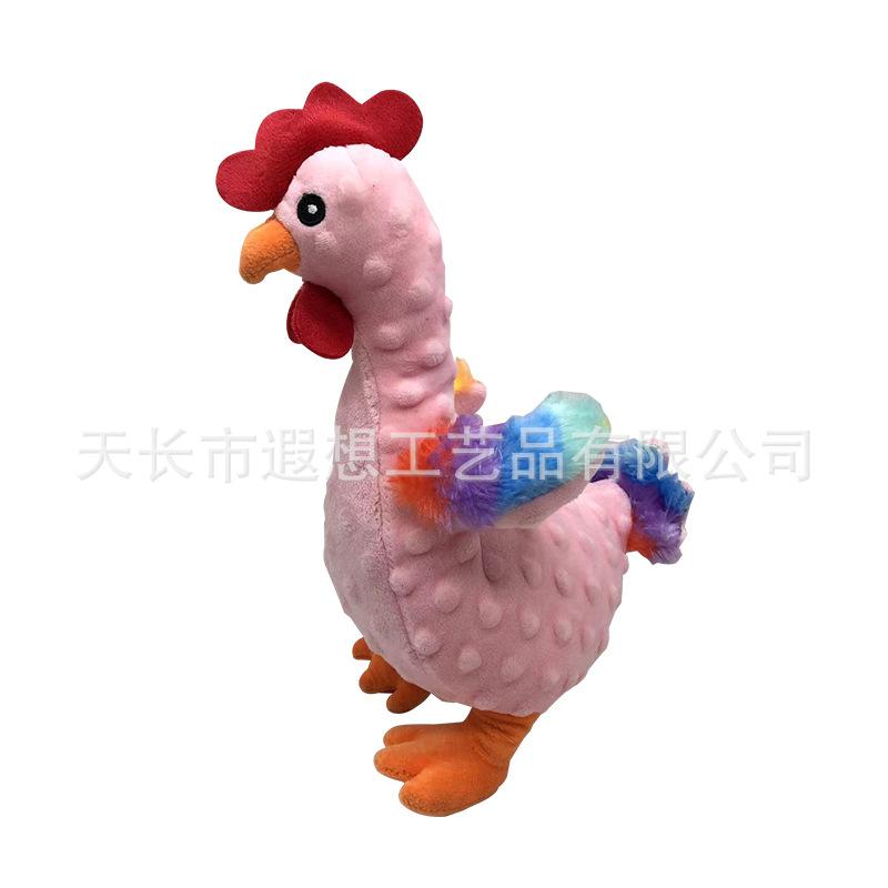 Tri-Color Rooster Plush Squeaky Rope Knot Toy for Dogs and Cats, Chew-Resistant Teething Dental Cleaning Interactive Pet Toy