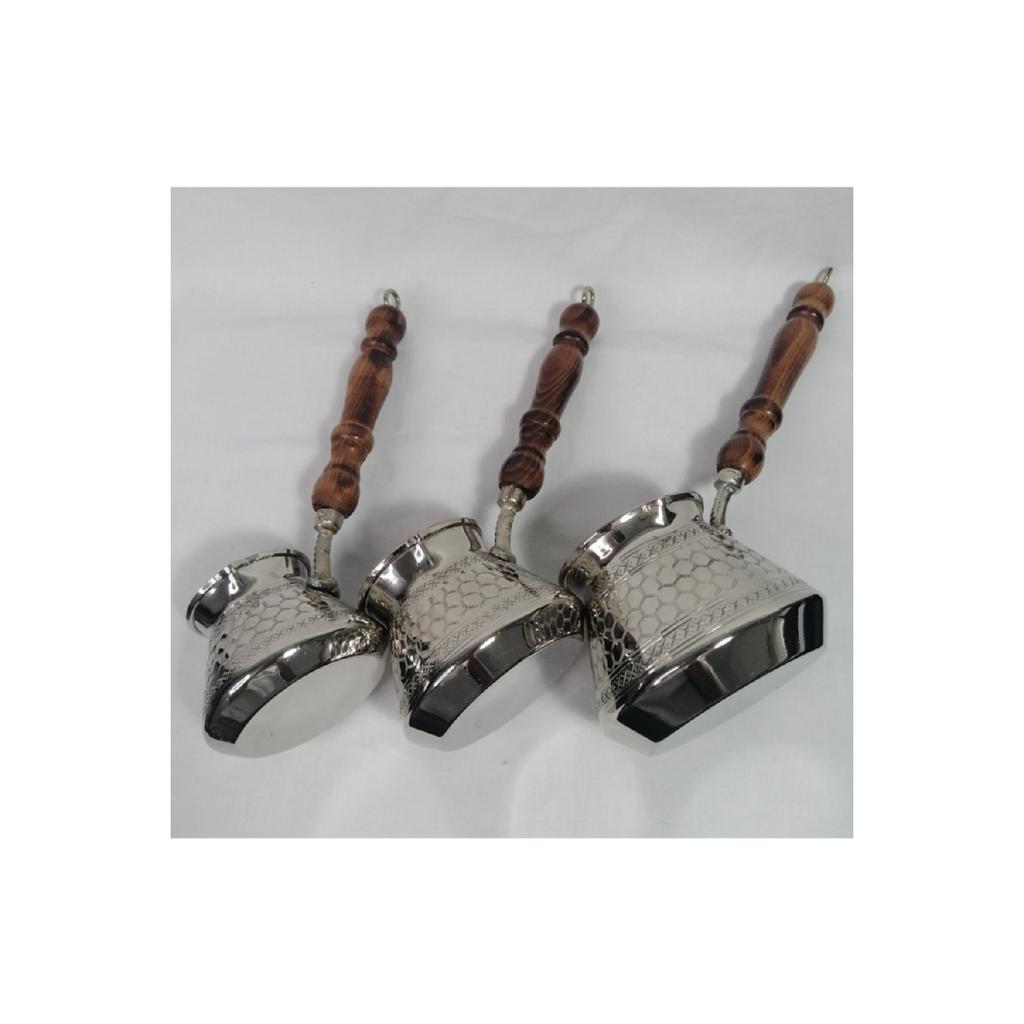 Медный кофейник из 3 предметов ручной работы с деревянной ручкой Нарезанная модель