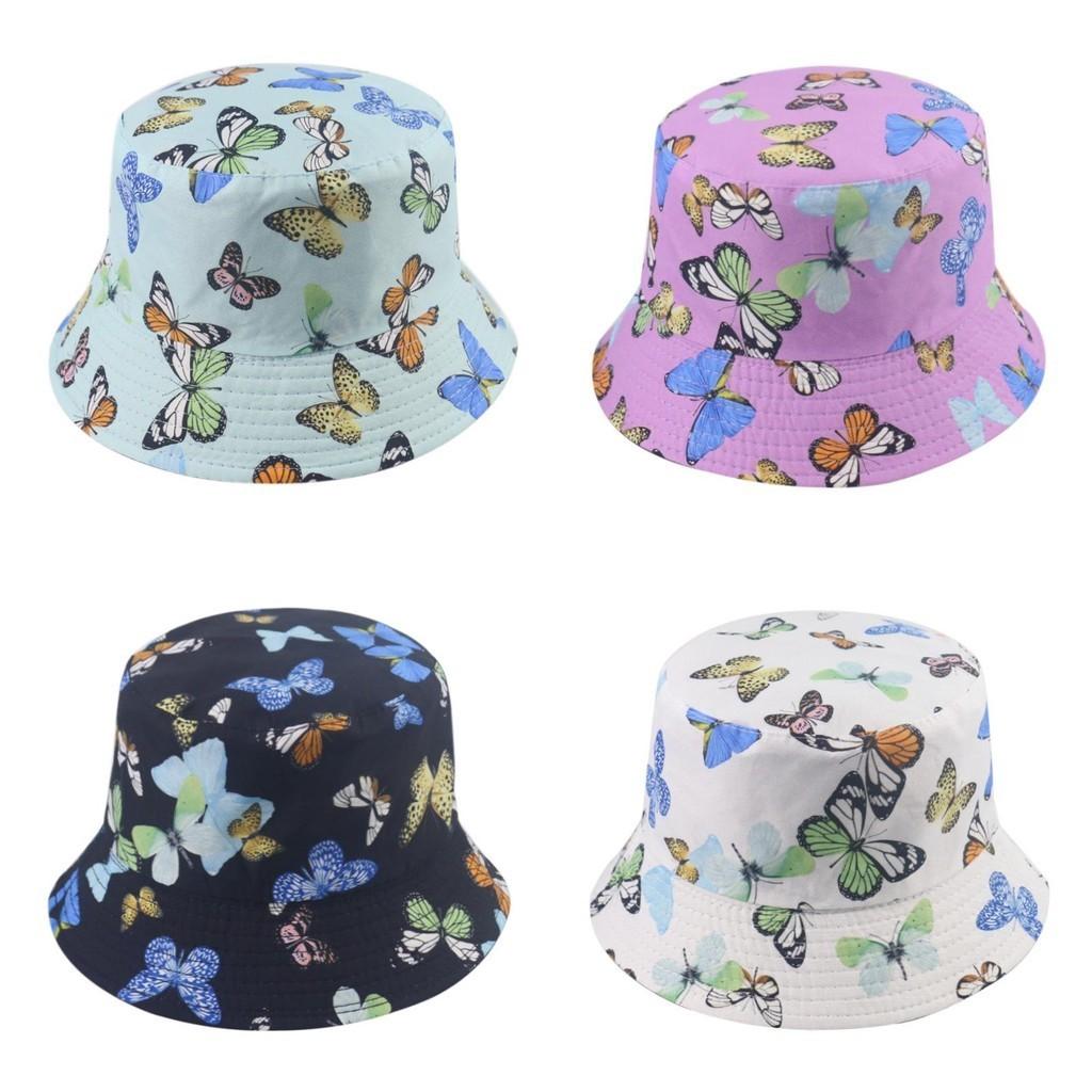 Korean Chic Fisherman Hat Women's Spring Summer Fashion Sunscreen Butterfly Print Bucket Hat Trendy