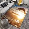 Dolphin Jumping in Sunset Ocean Scene, Decorative Carpet Design Suitable for use as an anti-slip for living room bedroom sofas
