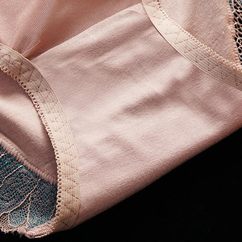 1PC Breathable Cotton Panties Briefs Lace Underwear Underpants Temptation Mid Waist Silk Intimate