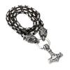 Nordic Viking Mythology Thor 'S Hammer Pendant Necklace Between Black Emperor Chain Wolf Head Necklace Men 'S Stainless Steel Jewelry