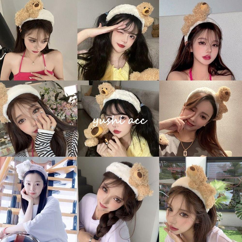 Makeup Headband Width Hair Hoop Wash Face Hair Band Cartoon Plush Headband Women Hair Accessories