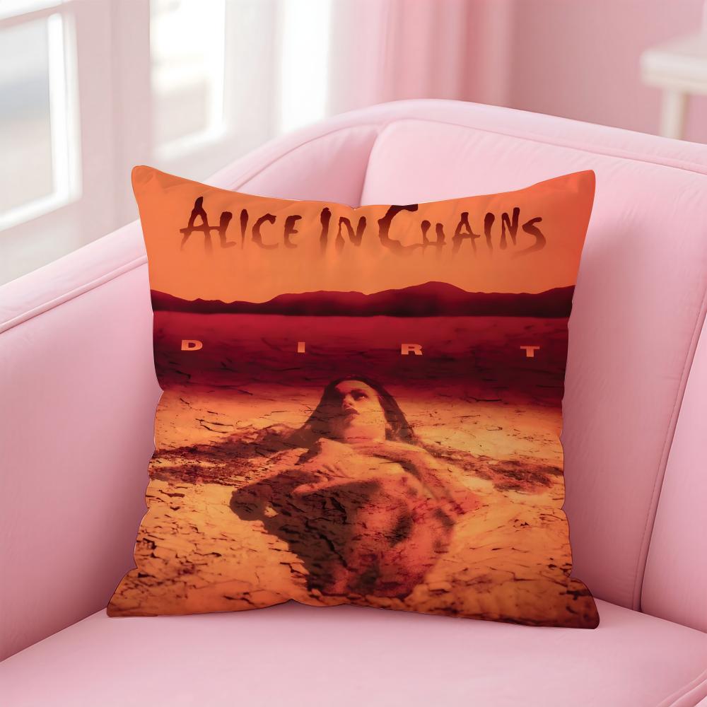 Retro Music AAlice In Chains Cushion Cover Pillow Case Soft Friendly Fabric Concealed Zipper