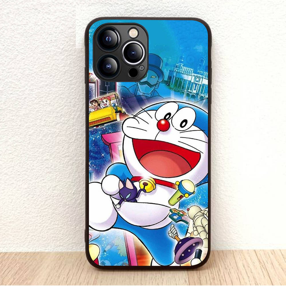 BW-21 Doremon Soft Black Case for iPhone XR 14 15 11 12 13 6 7 8 X XS Pro Max Samsung S22 S23 S21 S24 FE Ultra S8 Plus