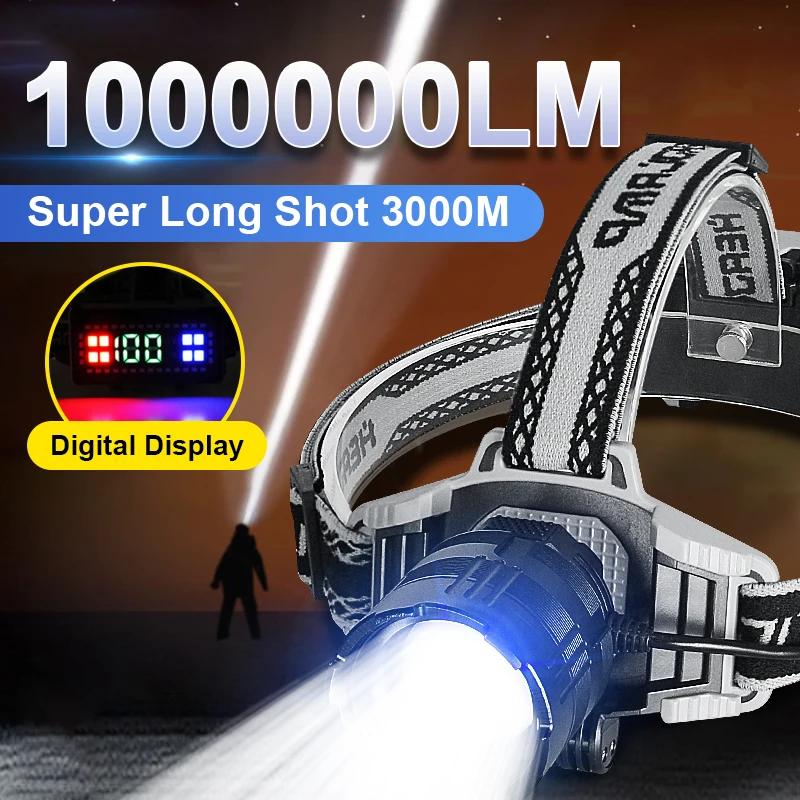 Most Powerful Headlamp High Power LED Rechargeable USB Head Flashlight Super Bright Long Range Zoom Headlight Fishing Headlights