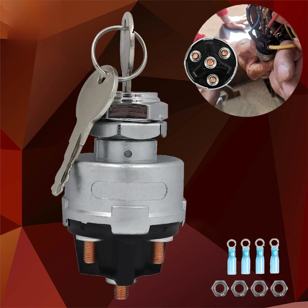 Ignition Key Switch for Car Forklift Truck Tractor Trailer - Universal 4-Position Starter Switch (Acc/Off/IGN/Start)Switches Seat 3