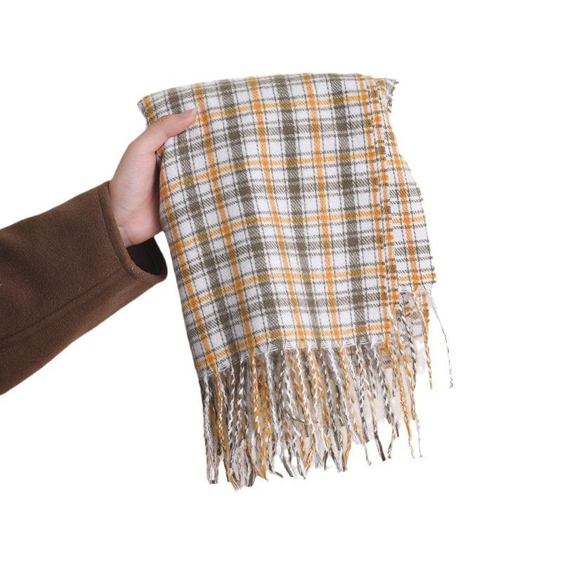 Scarf Women'S Premium Cashmere Color Plaid Warm Plaid Shawl
