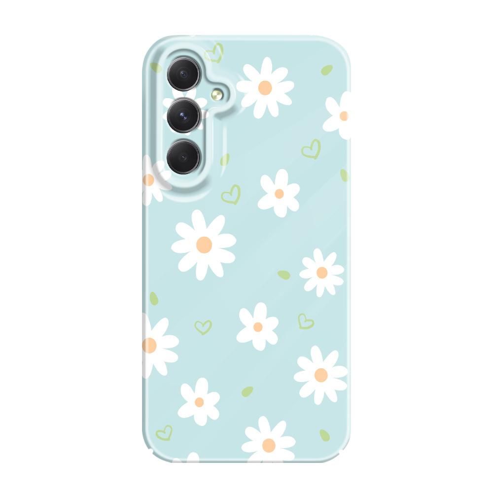 Tender Daisy Phone Case For Samsung Galaxy A54 A34 A24 A14 A04 A73 A53 A33 A23 A13 A72 A52 A32 4G 5G Film Hard Cover
