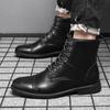New British Style Mens Motorcycle Boots Genuine Leather Mens Casual Shoes Fashion Punk Style Boots Men High Quality Ankle Boots