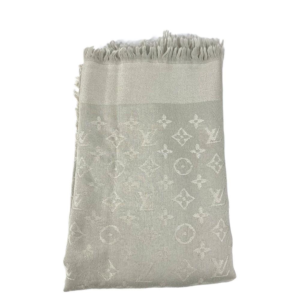 Louis Vuitton M71336 Monogram Shawl Fringe Scarf Stole Large Size shawl Beige