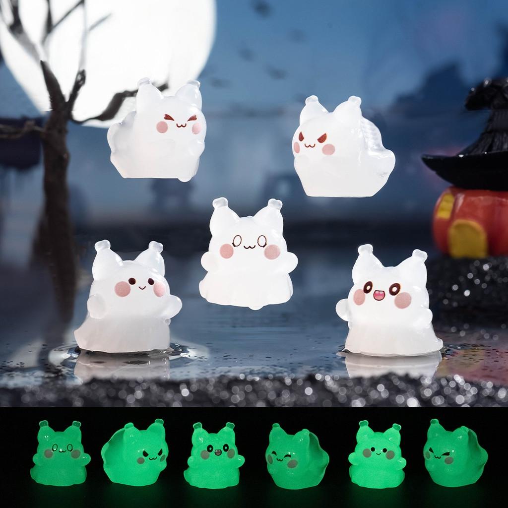 6Pcs Luminous Cartoon Cat Animal Miniatures Glow In the Dark Ornaments Fairy Garden Decoration Moss Terrarium Micro Landscape