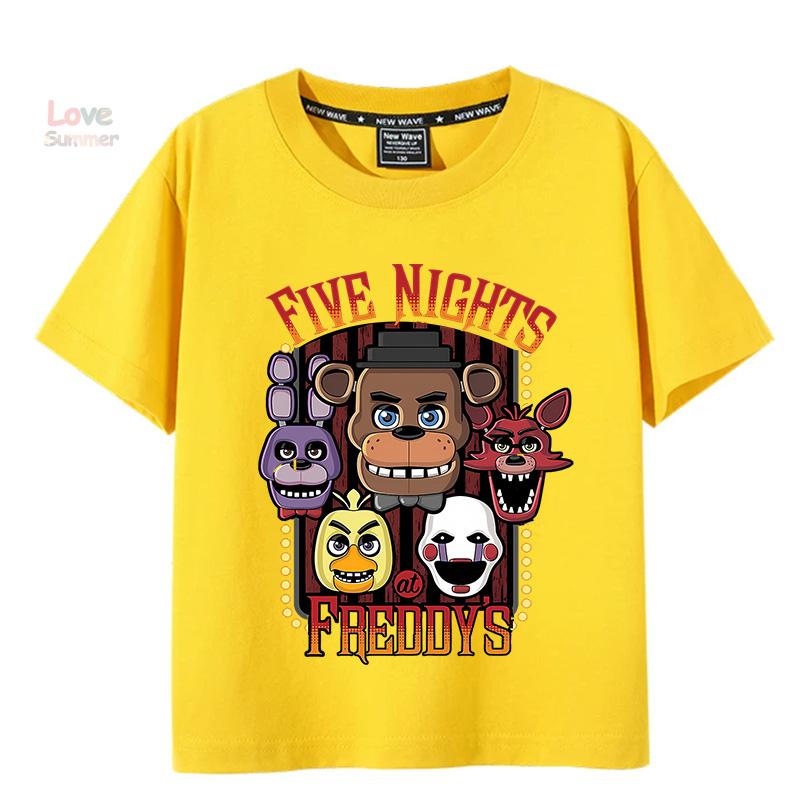 Футболка 4-14 лет FNAF At Freddys Футболки для детей Футболка с юмором Футболки с круглым вырезом мальчики девочки Топы с коротким рукавом