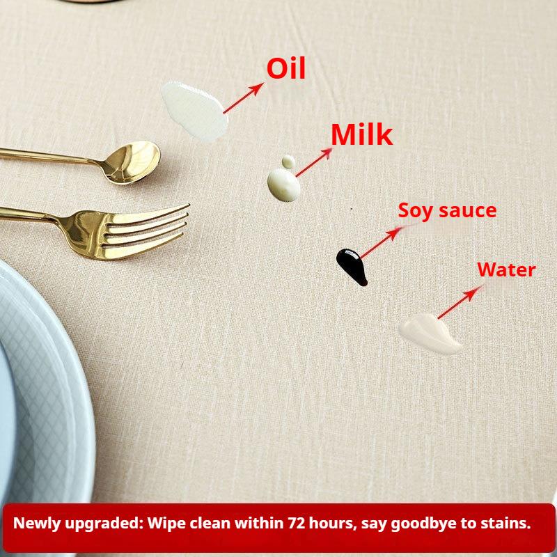 Waterproof and Oil-proof Solid Color PVC Table Cloth Anti-scalding and Washable Plaid Table Cloth Simple Rectangular Round Table Cover Cloth