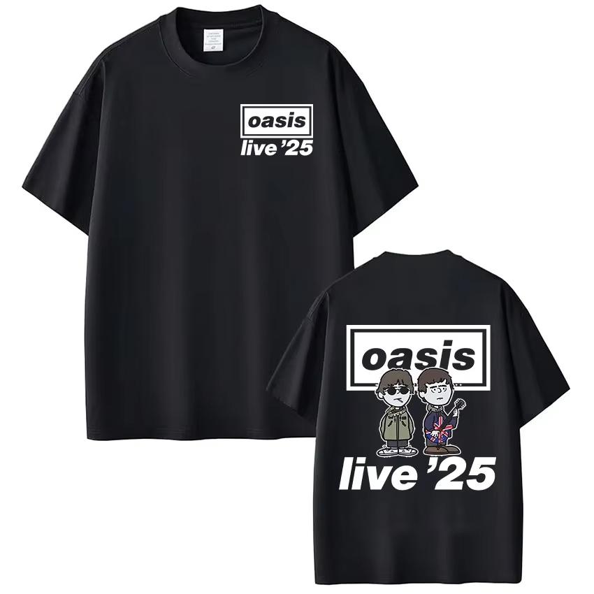 Rock Band O-Oasis Live 25 Tour T Shirt Men Women Cartoon Vintage Oversized T-shirt High Quality Cotton Short Sleeve T-shirts