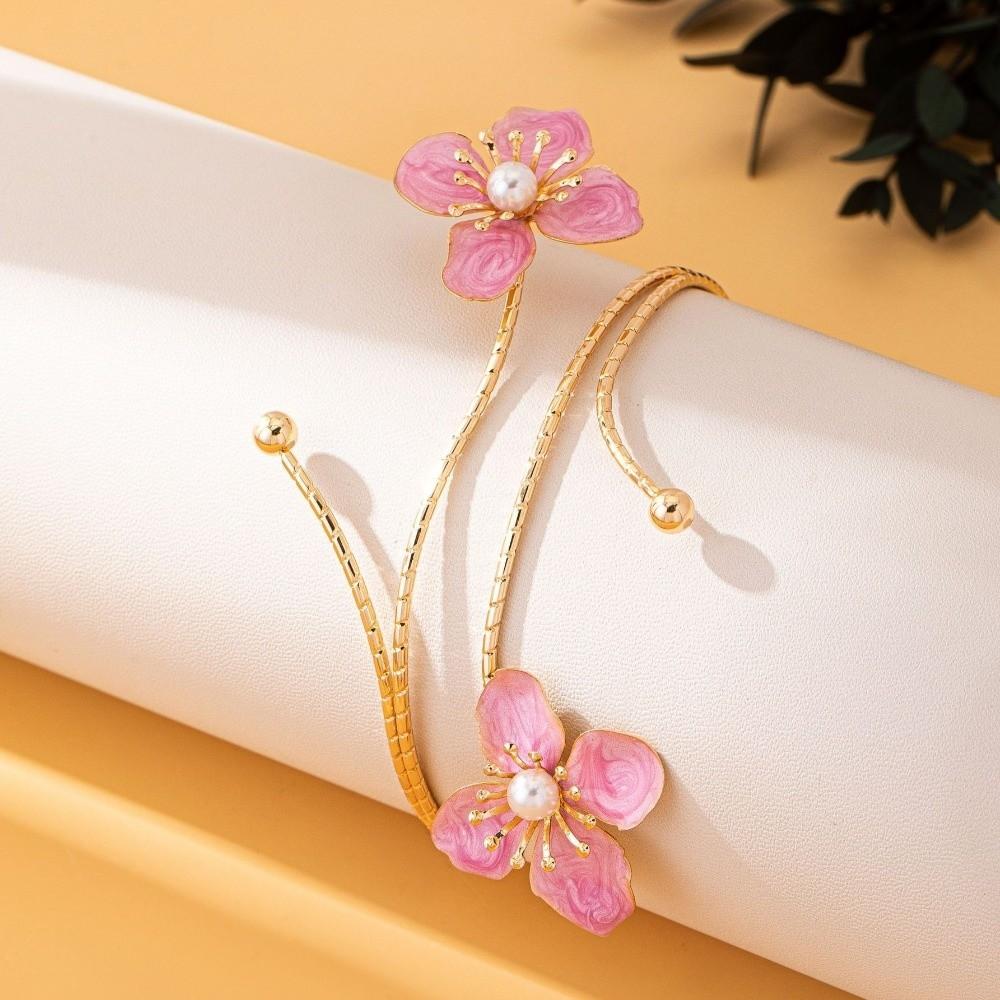 Bohemian Open Arm Bangle Drip Oil Armband Exquisite Flower Bracelet Hand Jewelry