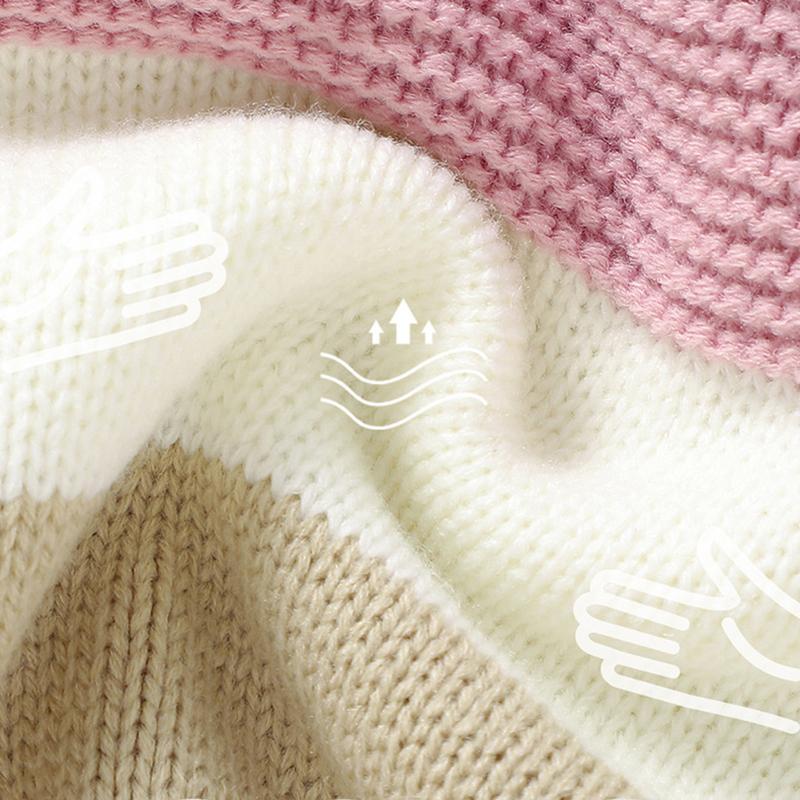 Унисекс Полосатый Вязаный Детский Ромпер - Теплый Зимне-Осенний Комбинезон с Застежкой на Пуговицы