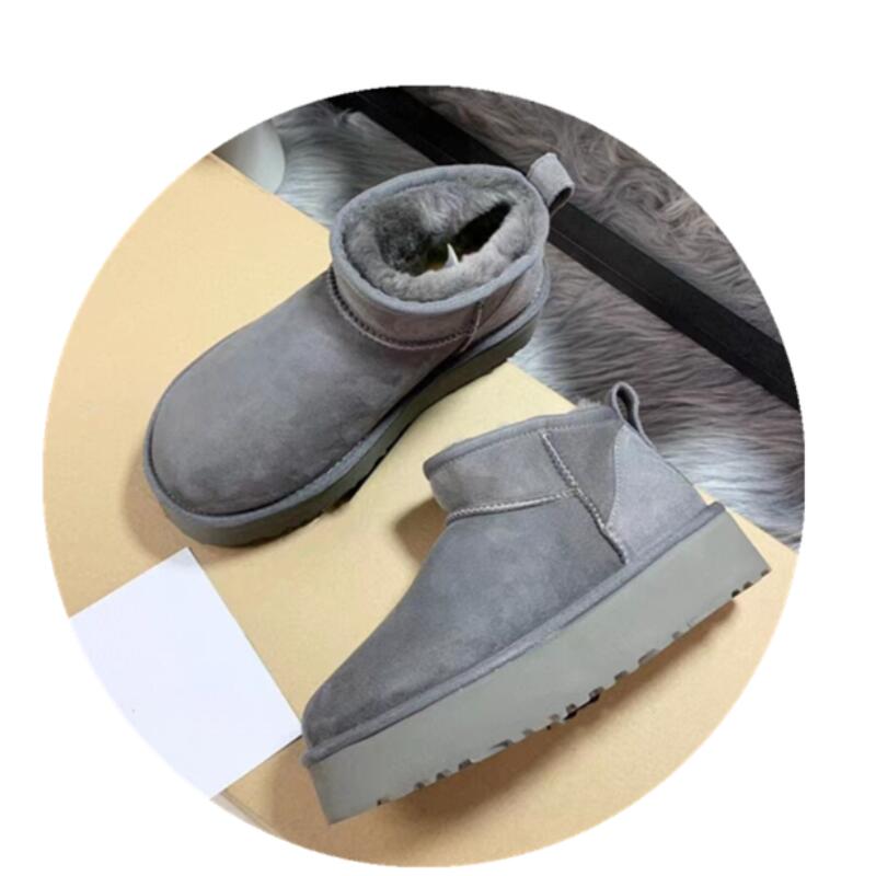 Мода 2025 Новые Женские Дизайнерские Зимние Туфли Мех Женские Высокие Каблуки Платформа Снежные Ботильоны Классические Мини Роскошные Botas Mujer Zapatos