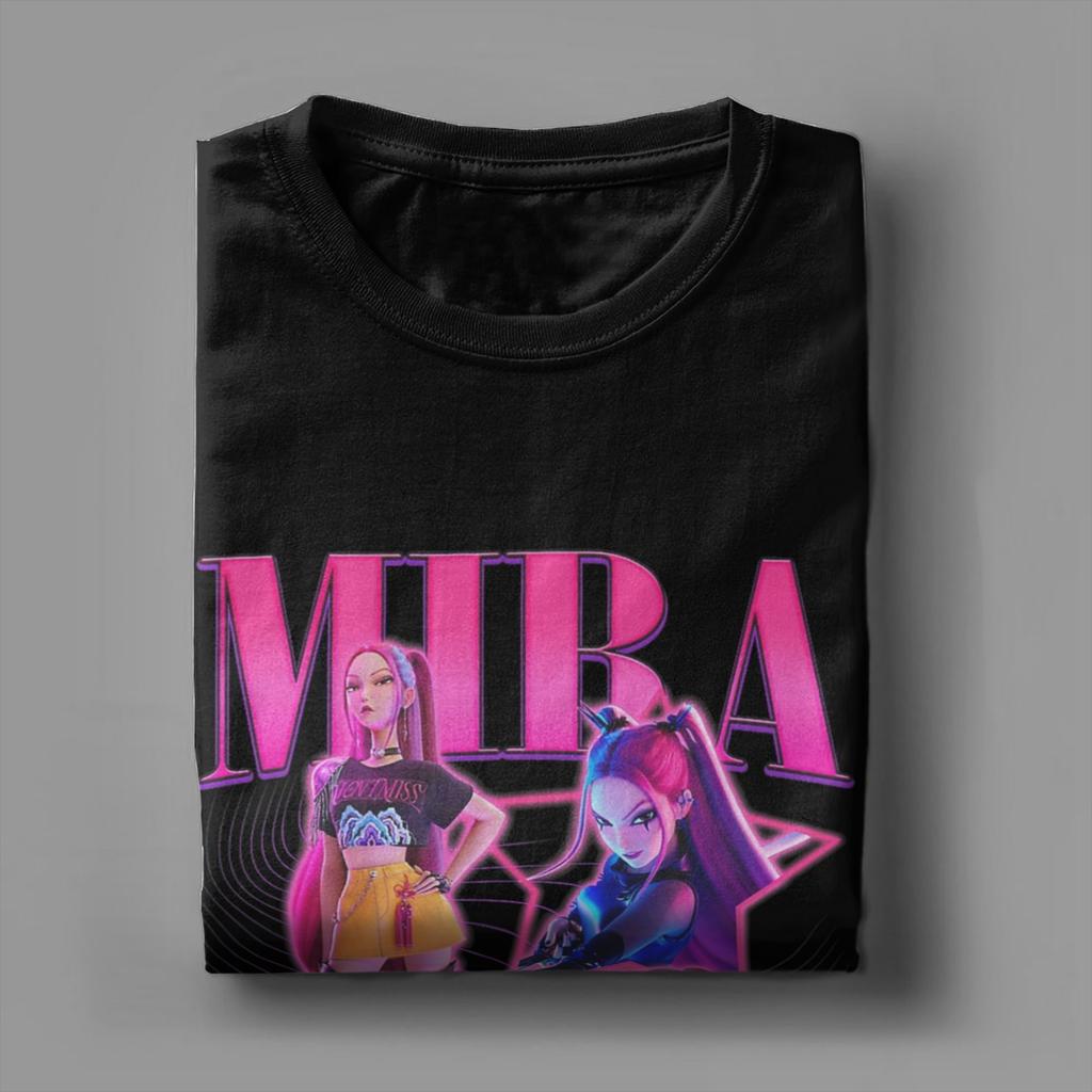 Мира Шкаф Ретро Неон HUNTRX HUNTRIX Kpop Охотники на Демонов Футболка для Мужчин Хлопковые Футболки с Коротким Рукавом Летние Топы