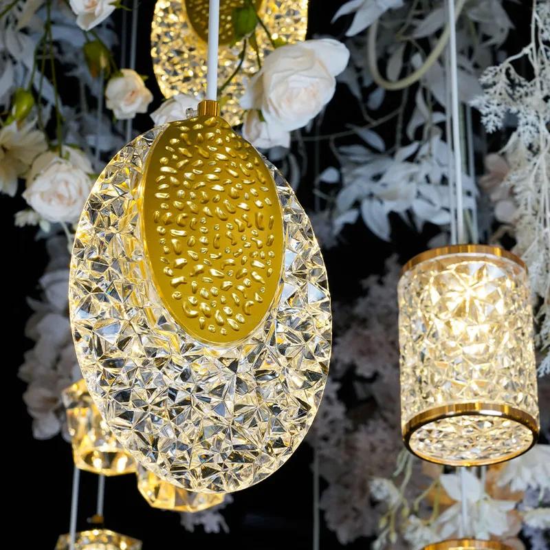 Светодиодные подвесные светильники Nordic Crystal для внутреннего освещения, украшения гостиной, обеденных столов, прикроватных светильников для спальни
