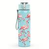 1PC Flamingo Group Heart Shape 750ml Color Plastic Sports Water Bottle Leakproof Flip Straw Lid Suitable for Sports Office Home Use