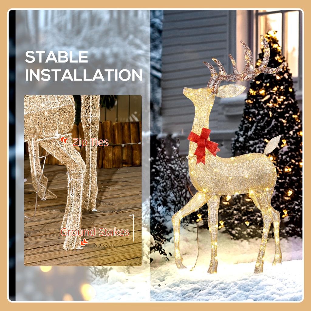 Lighted Reindeer Christmas Decorations Outdoor 3 Piece Light Up Deer Family Set Of 3 With 283 LED Lights For Indoor