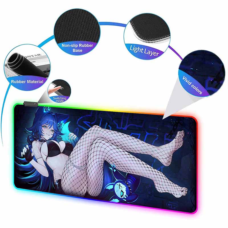 Светодиодные игровые коврики для мыши Кружки Waifu S6 Spite RGB Большой коврик для мыши Большие коврики для стола Нескользящий резиновый коврик для мыши Клавиатурные коврики Overwatched
