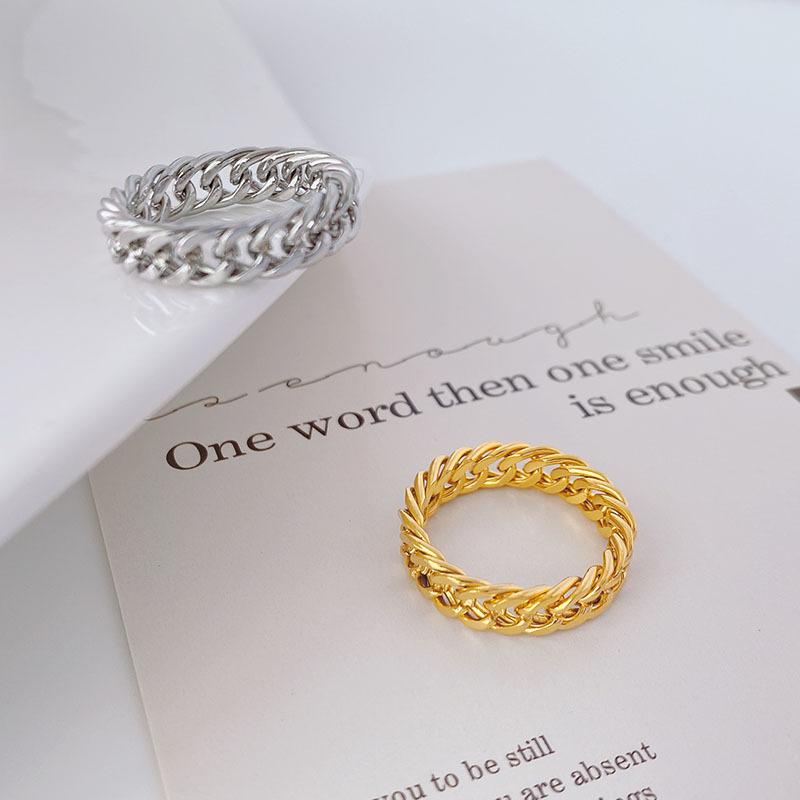 Korean Style Simple Ins Cool Style Chain Titanium Steel Ring Women's Ring