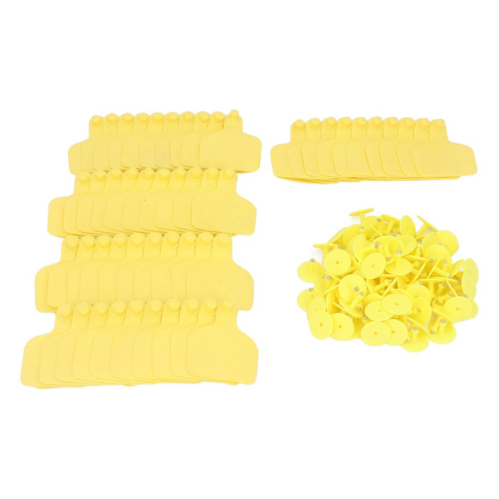 100 PCS Cattle Ear Tag Polyurethane Yellow Blank Livestock Identification Ear Tags for Cattle Cow