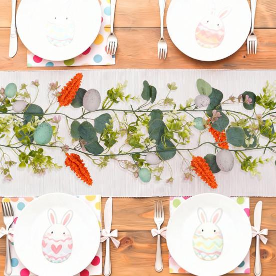 Пасхальная гирлянда Искусственная гирлянда с яйцами, ушками ягненка, листьями для весеннего камина, окна, стены, интерьера, улицы