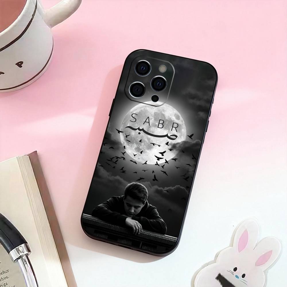 Q-Коран Сабр Ислам Терпение Чехол для телефона для iPhone 17,16,15,14,13,12,11 Plus,Pro Max, Мягкий силиконовый черный чехол