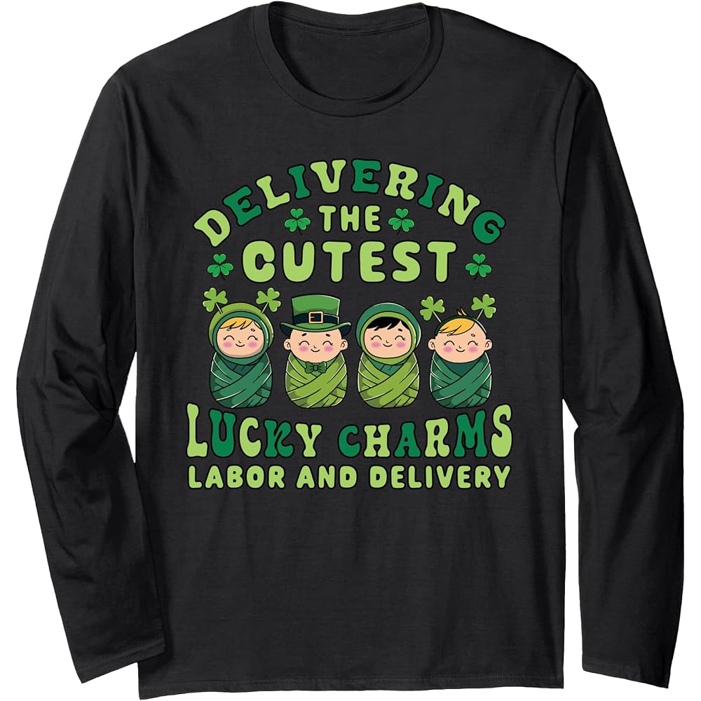 St Patricks L&D Nurse Labor and Delivery Squad Clover Long Sleeve Tee
