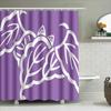 Purple Shower Curtain With White Leaf Pattern Modern Bathroom Decor Waterproof Fabric Material For Home Improvement Easy Install