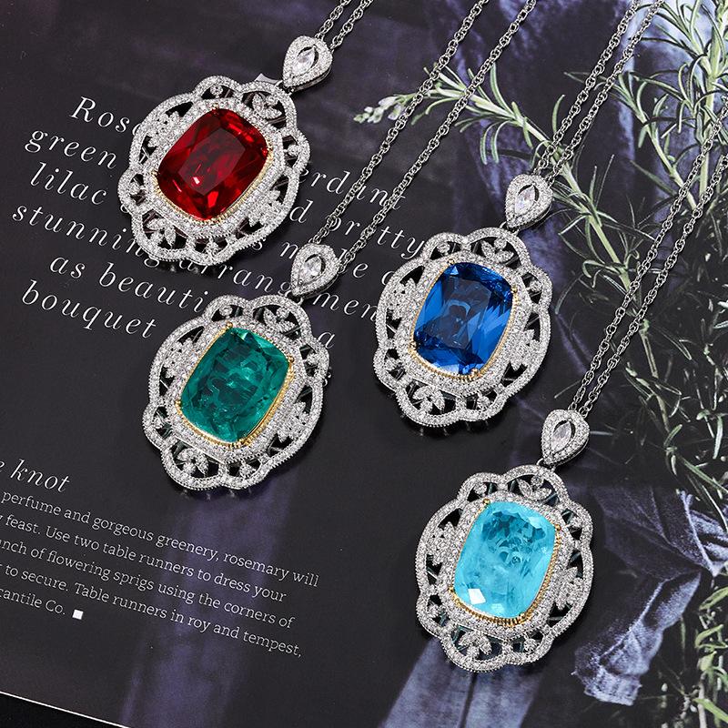 Ювелирные изделия Медное основание Позолоченная Имитация корунда Толстый Прямоугольный Темперамент Старший Подвеска 15 * 20