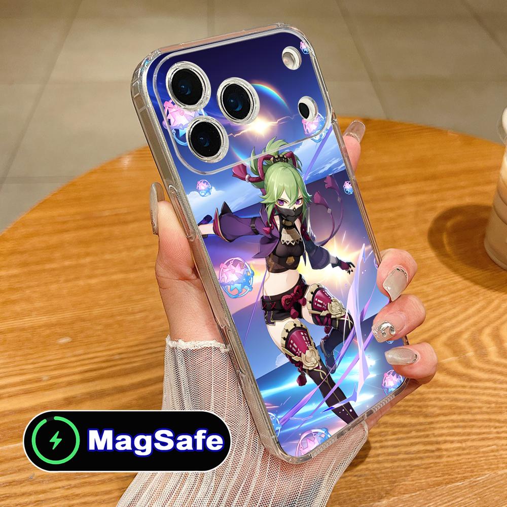 Игровой чехол для мобильного телефона GI Kuki Shinobu для iPhone 17 16 15 14 13 12 11 Air Pro Max Plus Mini Magsafe Прозрачный Цветной Чехол Роскошный