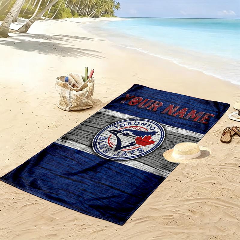 Name Custom Toronto Blue Jays Print Beach Towel, Large Soft Quick Dry Towel for Beach Camping Swimming