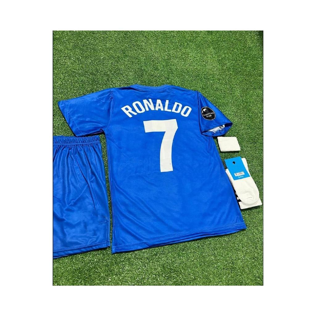 2008 Moscow Champions League Final Cristiano Ronaldo Kids Jersey Set Of 4 (blue)