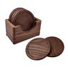 LANGYU Stylish Wooden Coasters, Set of 6, with Storage Case, Natural Walnut Wood Round Coasters, Waterproof, Non-Slip, Insulated Cup Pads, Suitable