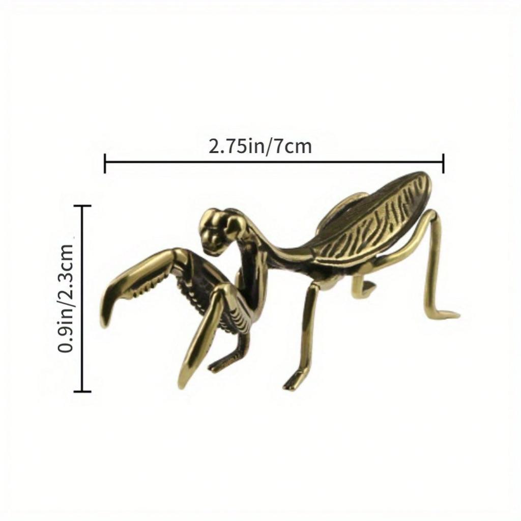 A Brass Mantis Small Ornament, Tea Pet Solid Copper Insect Antique Bronze Miniature Sculpture Copper Art Small Decorative Item Particularly Exquisite